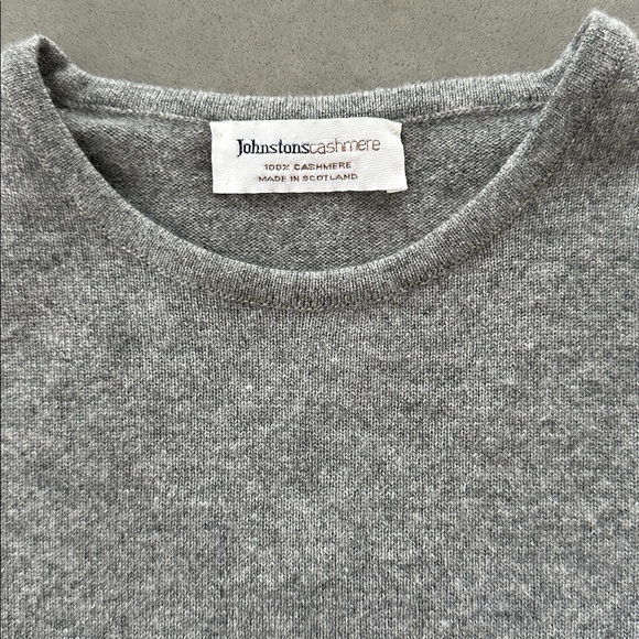 Johnston’s of Elgin 100% Cashmere Crewneck Pullover Sweater in Gray M - Picture 3 of 6